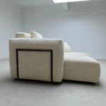 Modern Curved Modular Sectional Sofa with Premium Chenille Fabric & Matte Black Metal Accents